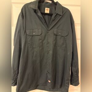 Dickies Black Long Sleeve Button Up
